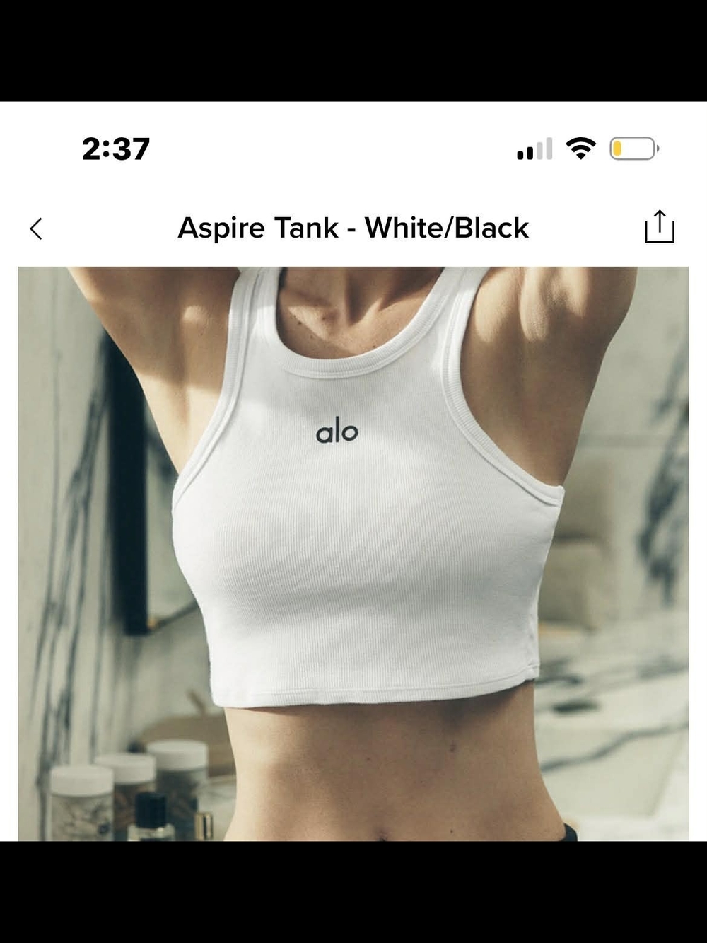 Alo White Ribbed Cropped Tank Multiple Sizes - Picture 3 of 3